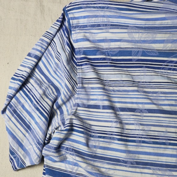 Tommy Bahama Blue White Striped Golf Short Sleeve Casual Polo Men's Size XLarge - Picture 16 of 16